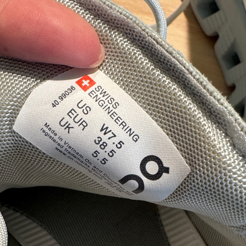 On Running Light Gray/White Mesh Running Shoes - Picture 6 of 8